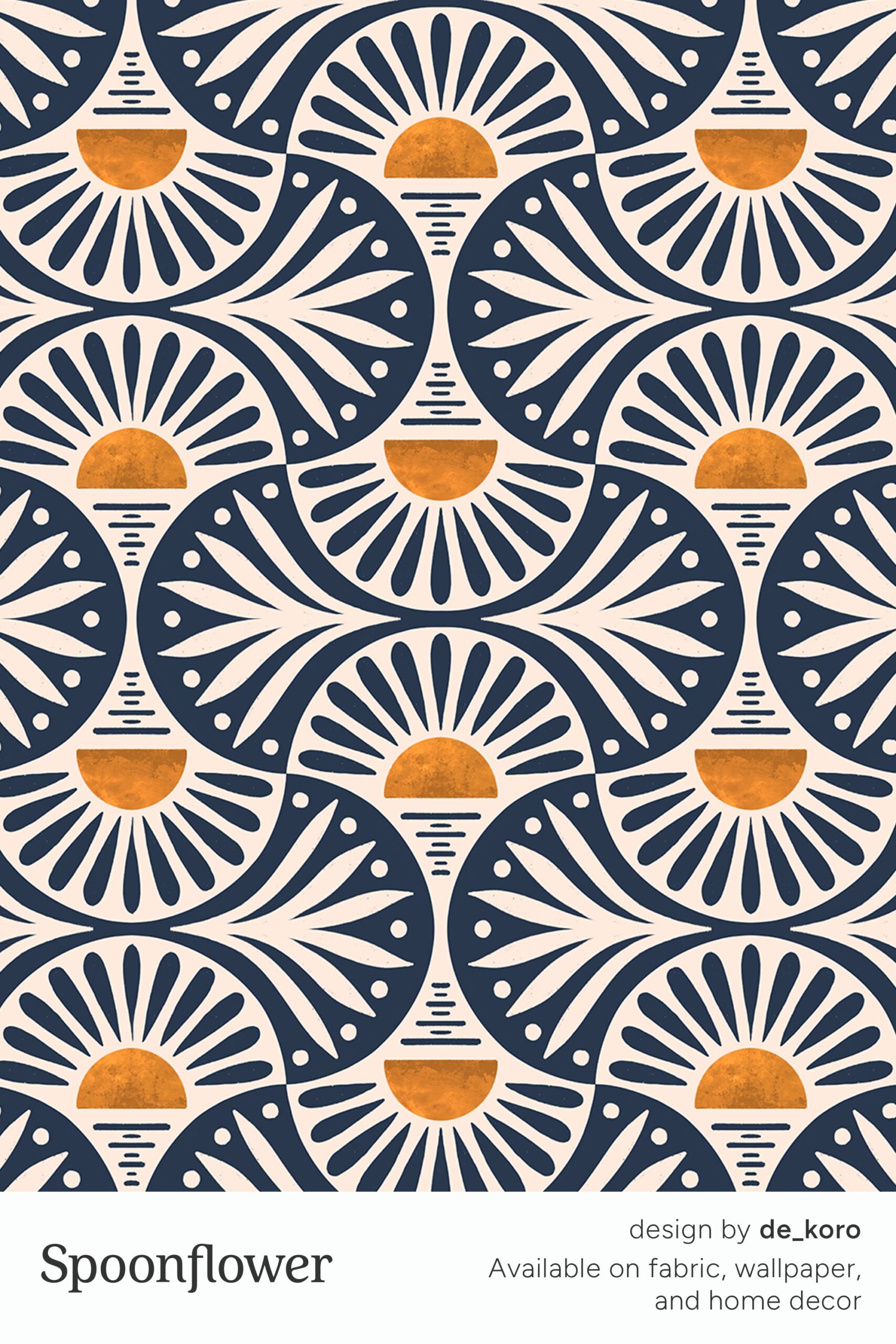 Art Deco Sunset And Leaves Design