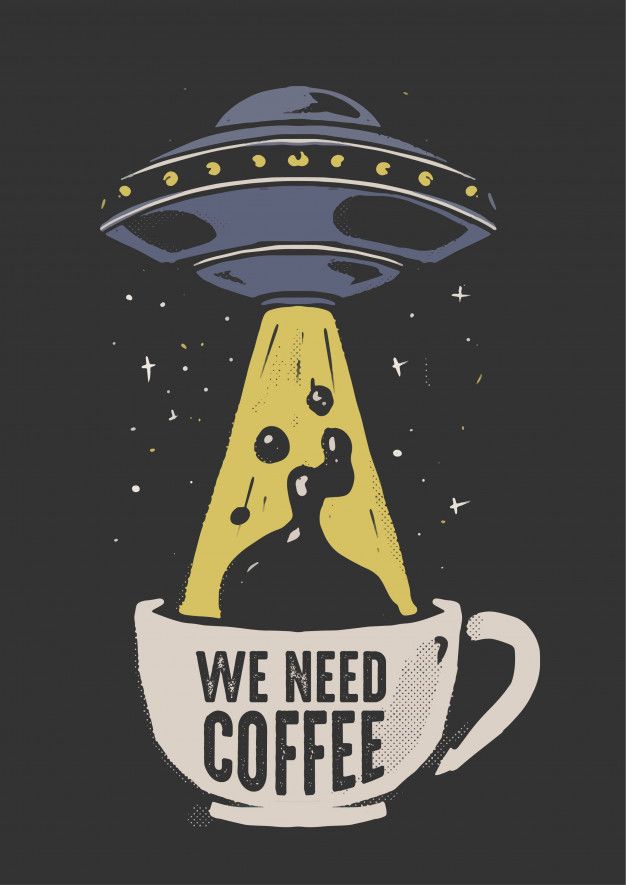 Ufo and coffee | Premium Vector