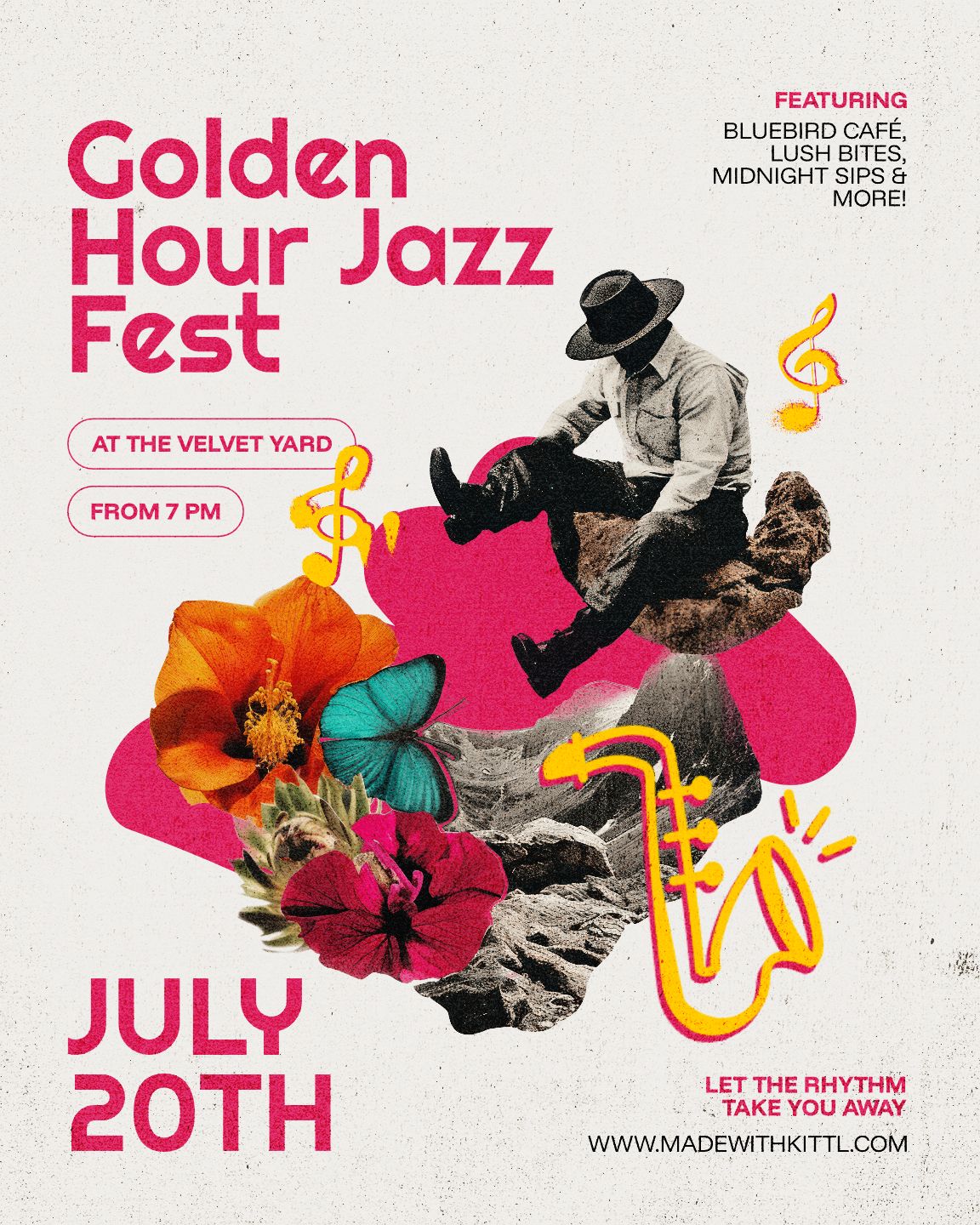 Night Jazz Festival Event Collage Poster