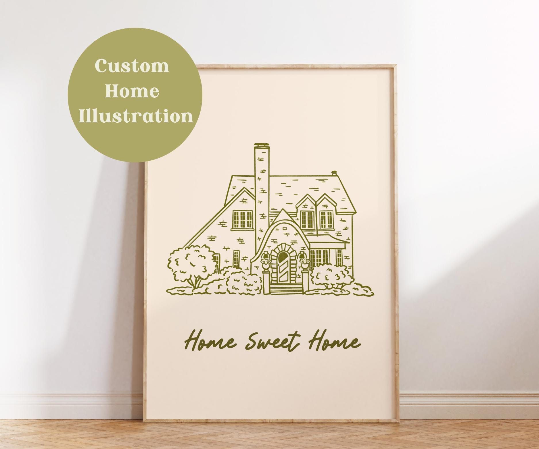 Illustration personnalisée de portrait à la maison | Cadeau de pendaison de crémaillère personnalisé (téléchargement numérique)