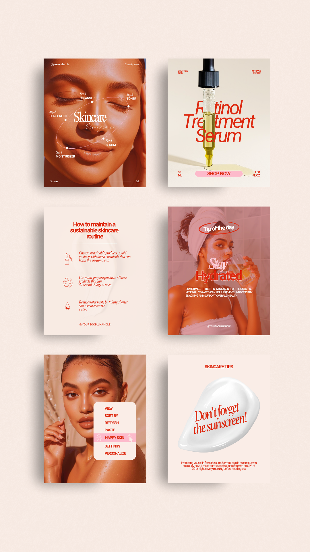 Chic Pinkish Skincare Instagram Templates for Aesthetic Branding