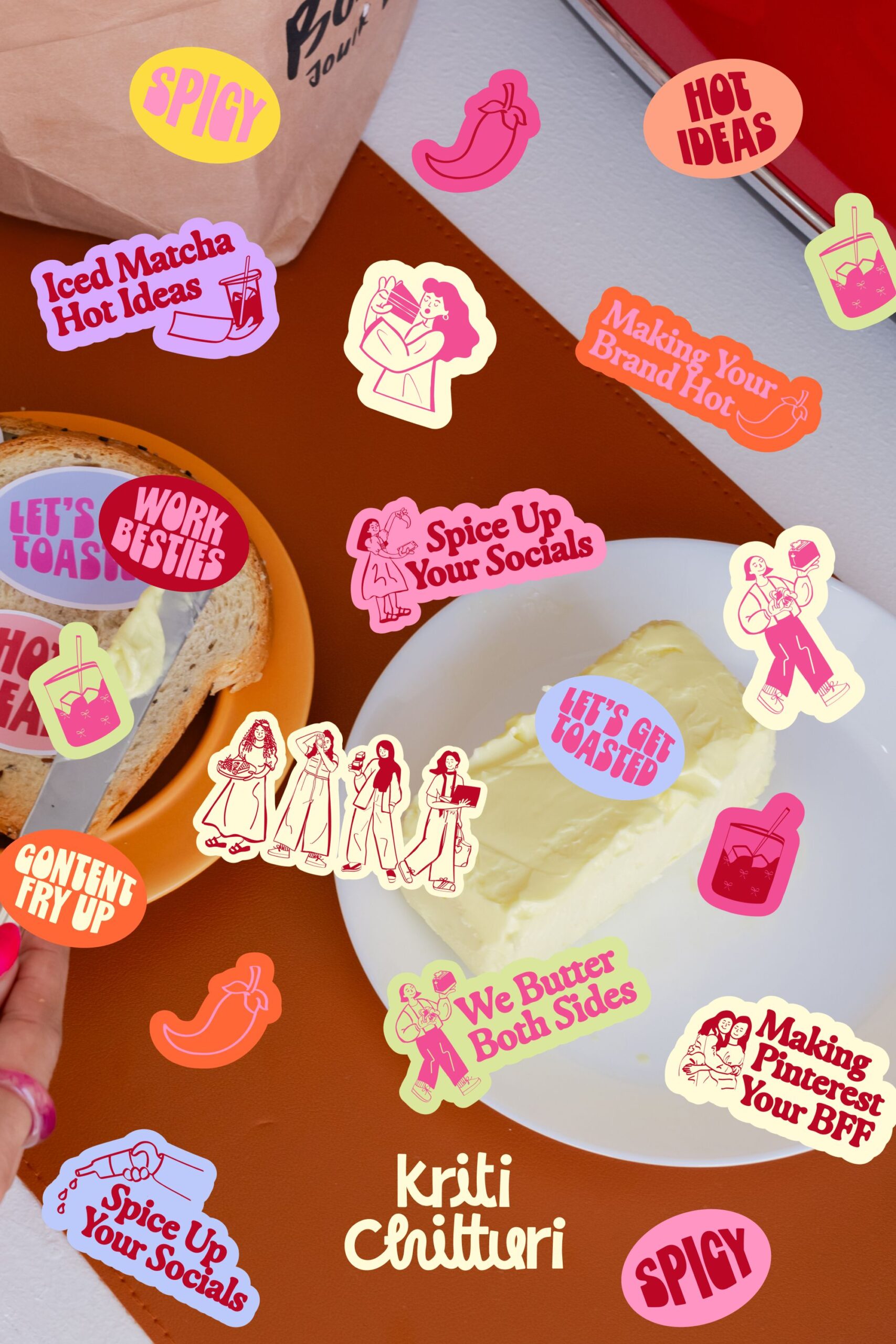 Bold, Creative, and Vibrant sticker design for Kriti Chitturi, Social Media Agency.