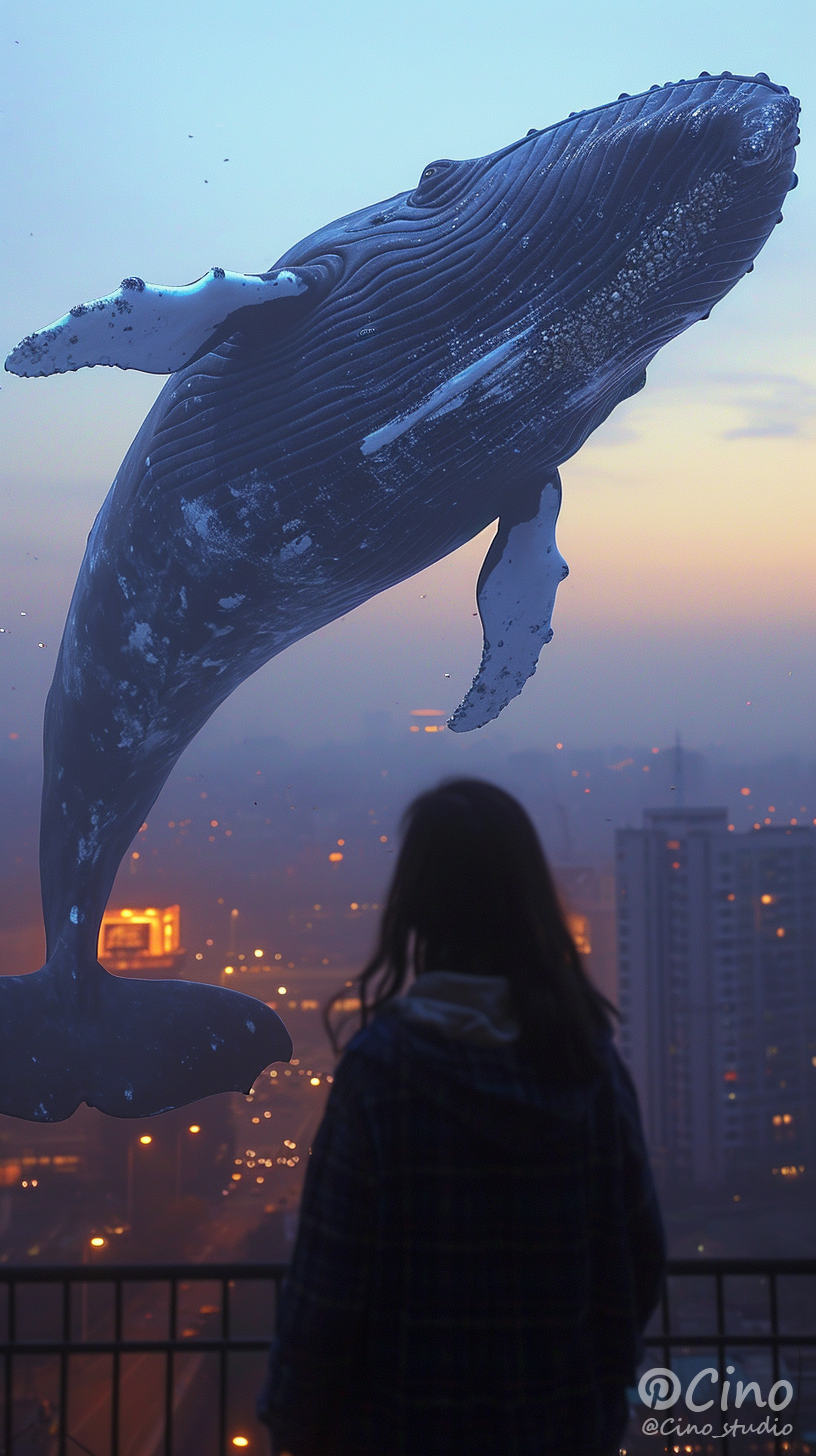 Giant whale gliding in the sky | wallpaper, aiart