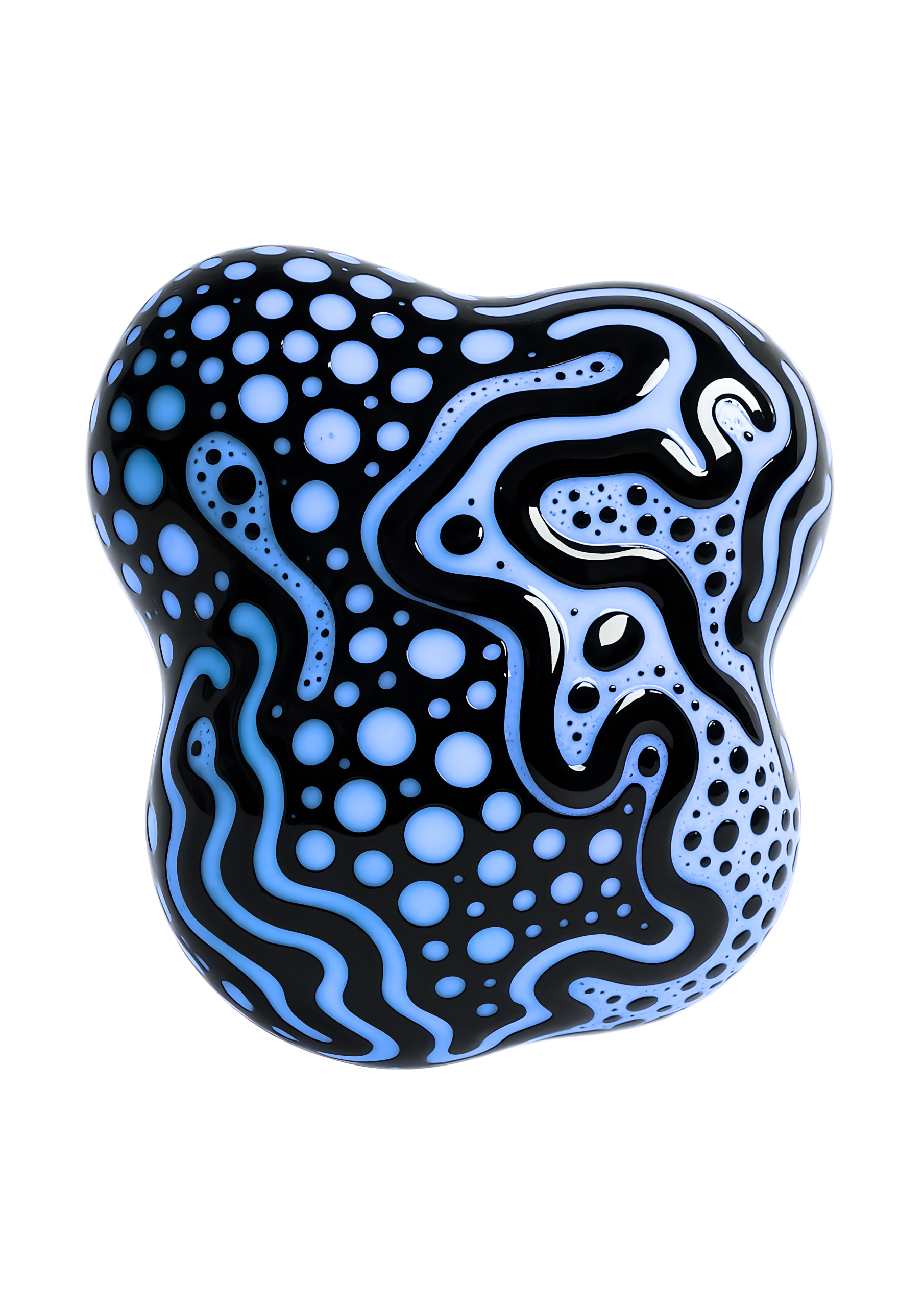 Alien Bloom: Hypnotic Black & Blue Abstract Form