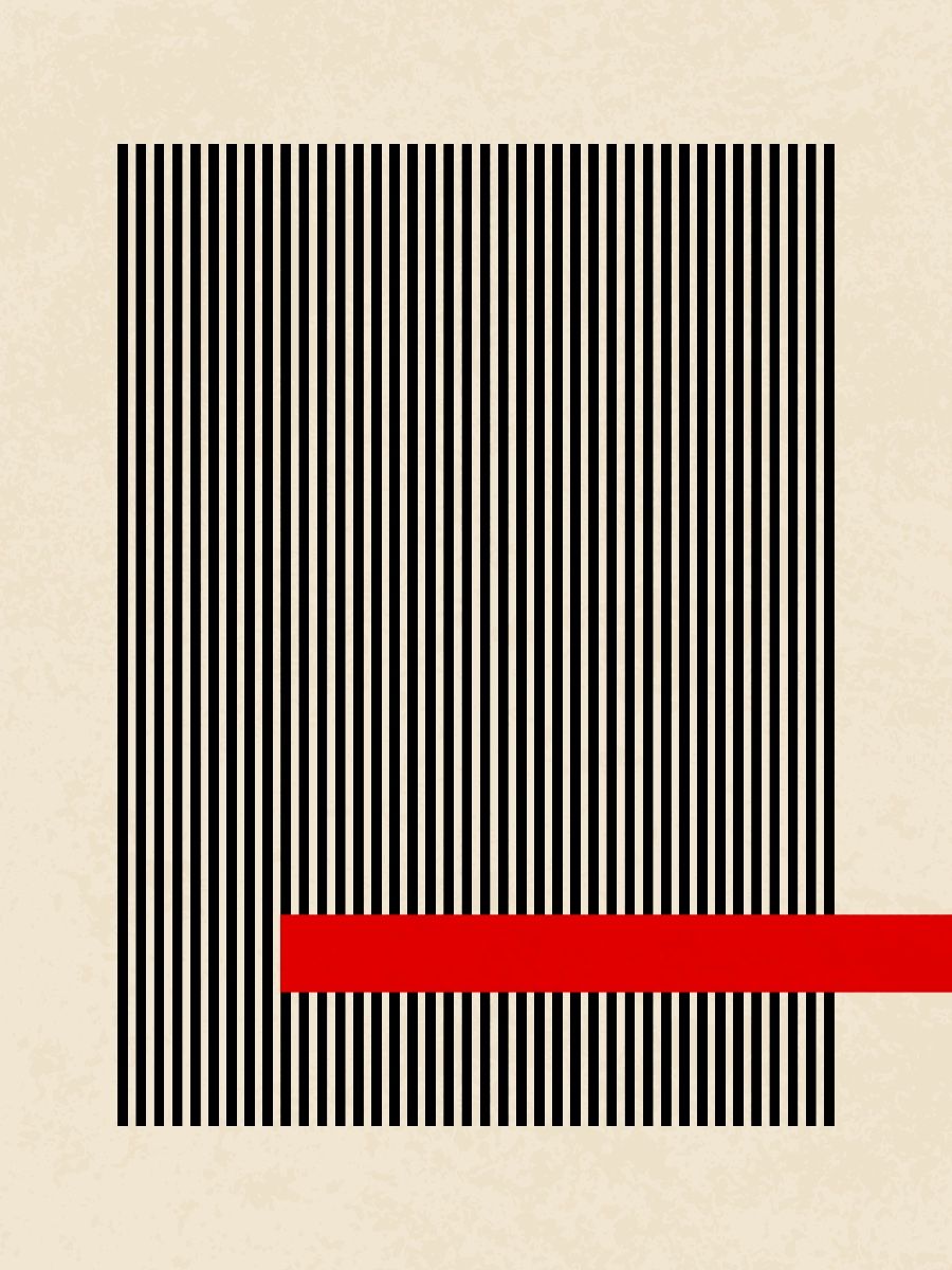 Minimalist LineArt: Red Stripe Disruption