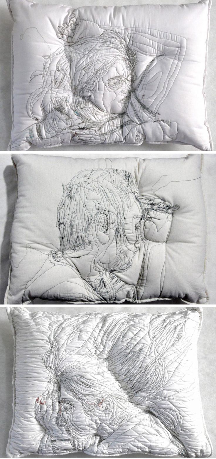 Sleeping People Embroidered Onto Handmade Pillows by Maryam Ashkanian,  #Ashkanian #Embroider…