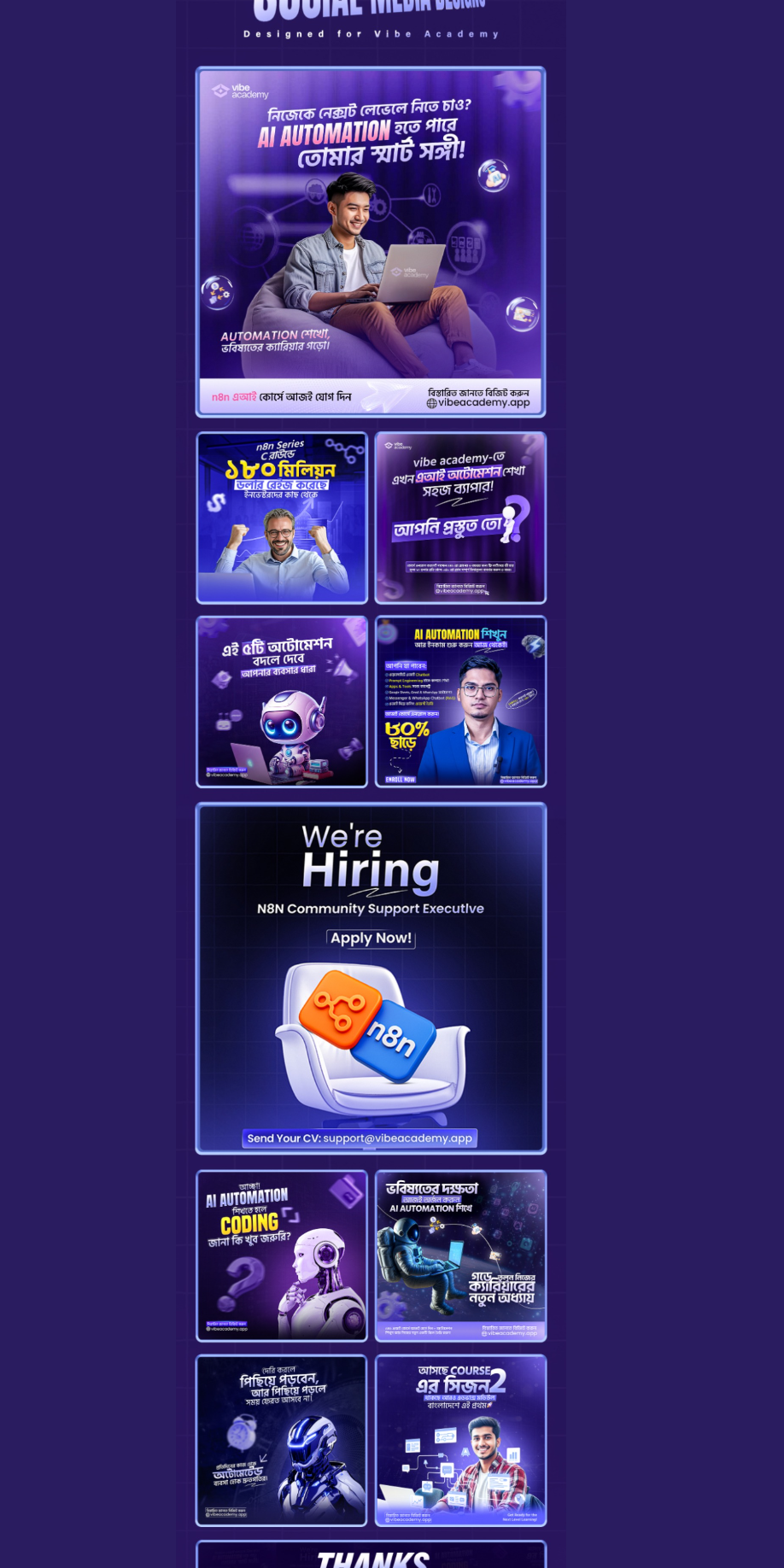 AI Automation Social Media Designs for Vibe Academy