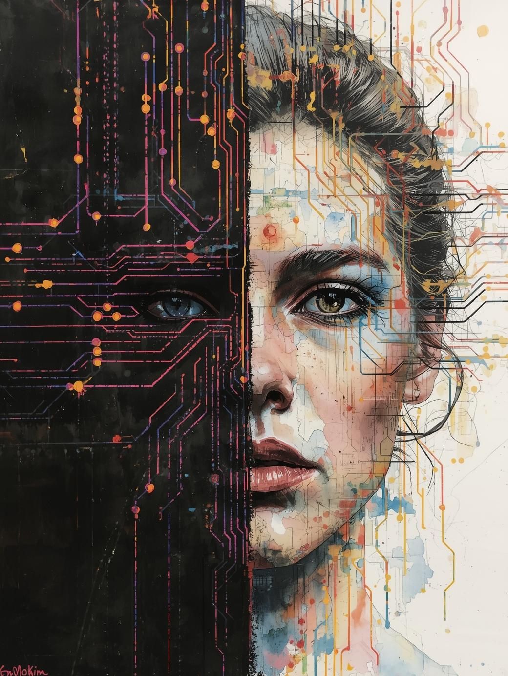 wall art:Neon Soul: Pixel to Skin”