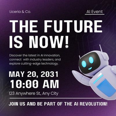 Future Is Now Join The AI Revolution At This Exclusive Event Instagram Post Canva Templates