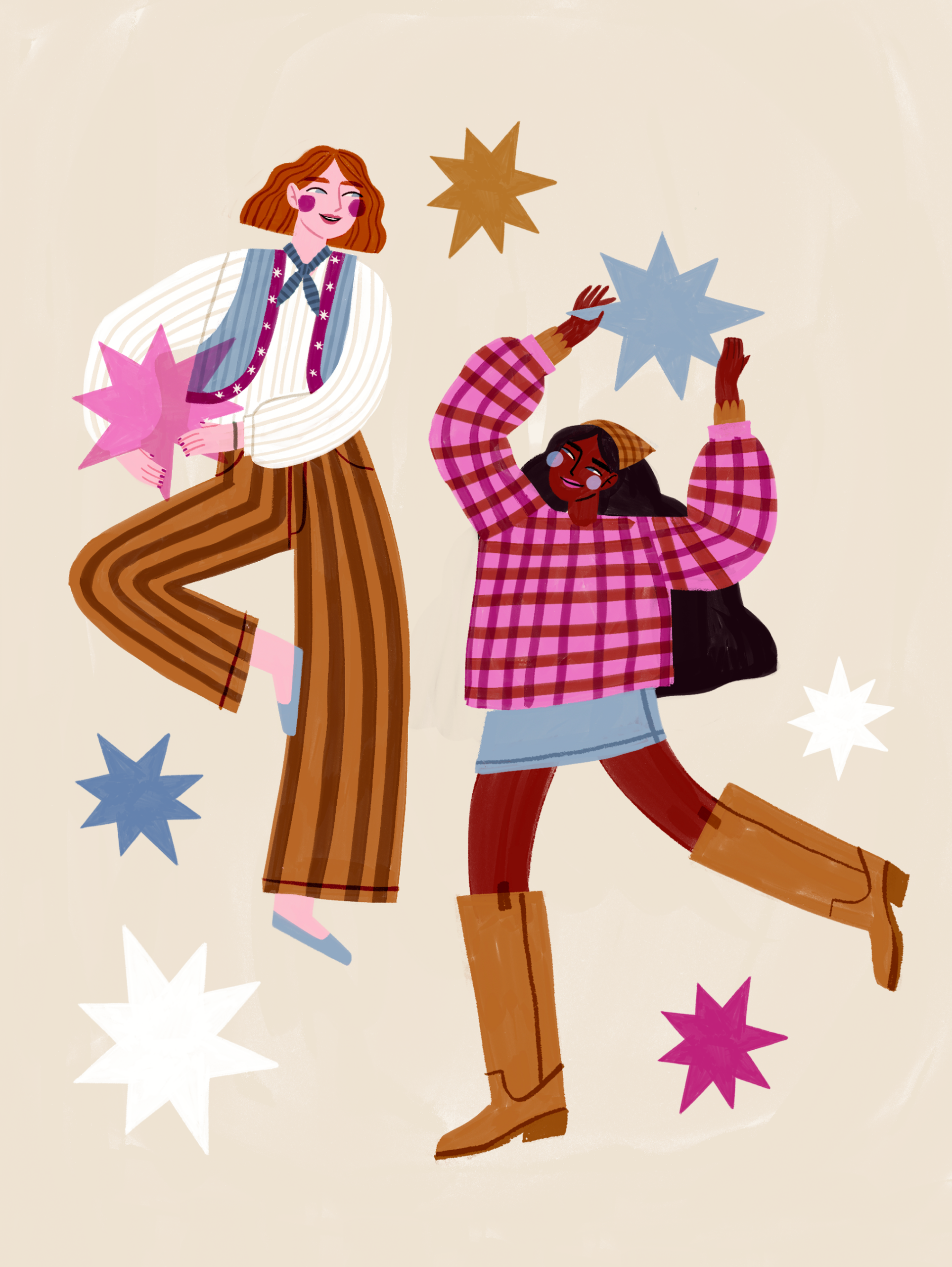 Fashion illustration | Girls with stars | StudioSilvana