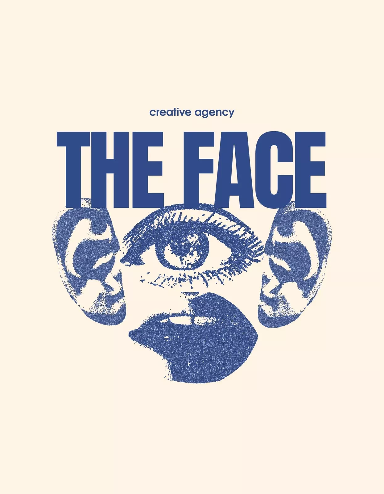 Blue Beige Abstract Illustrative Face Creative Agency T Shirt – Templates by Canva
