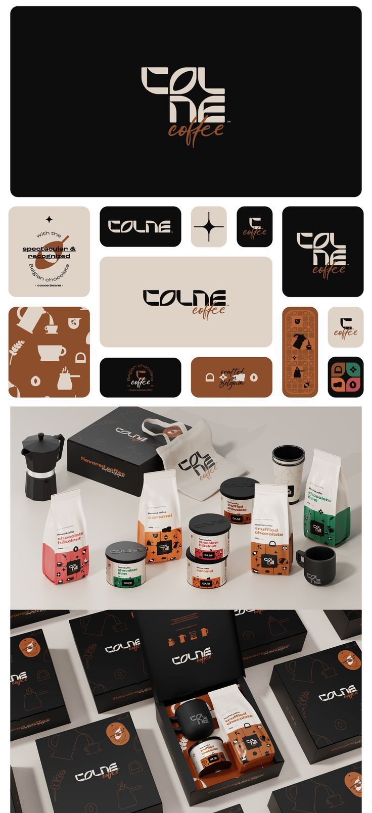 Brand Identity for a New Belgian Coffee Shop That Produces Chocolate Flavored Specialty Coffees