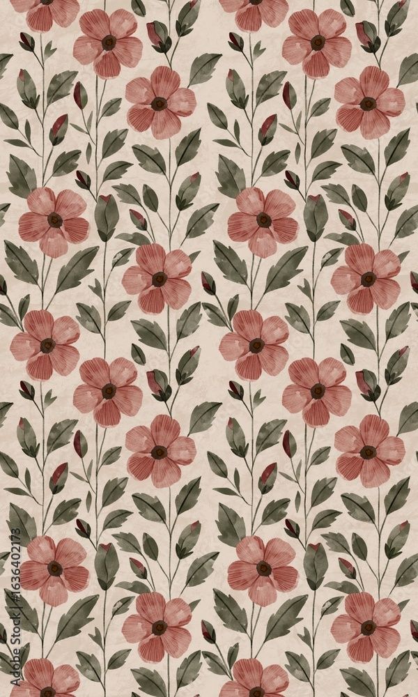 seamless floral pattern with garden flowers  Stock Illustration | Adobe Stock