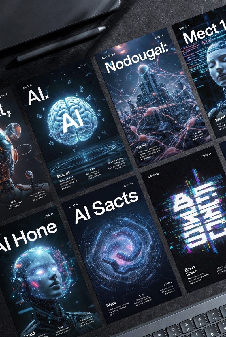 Futuristic AI Branding Poster Mockups