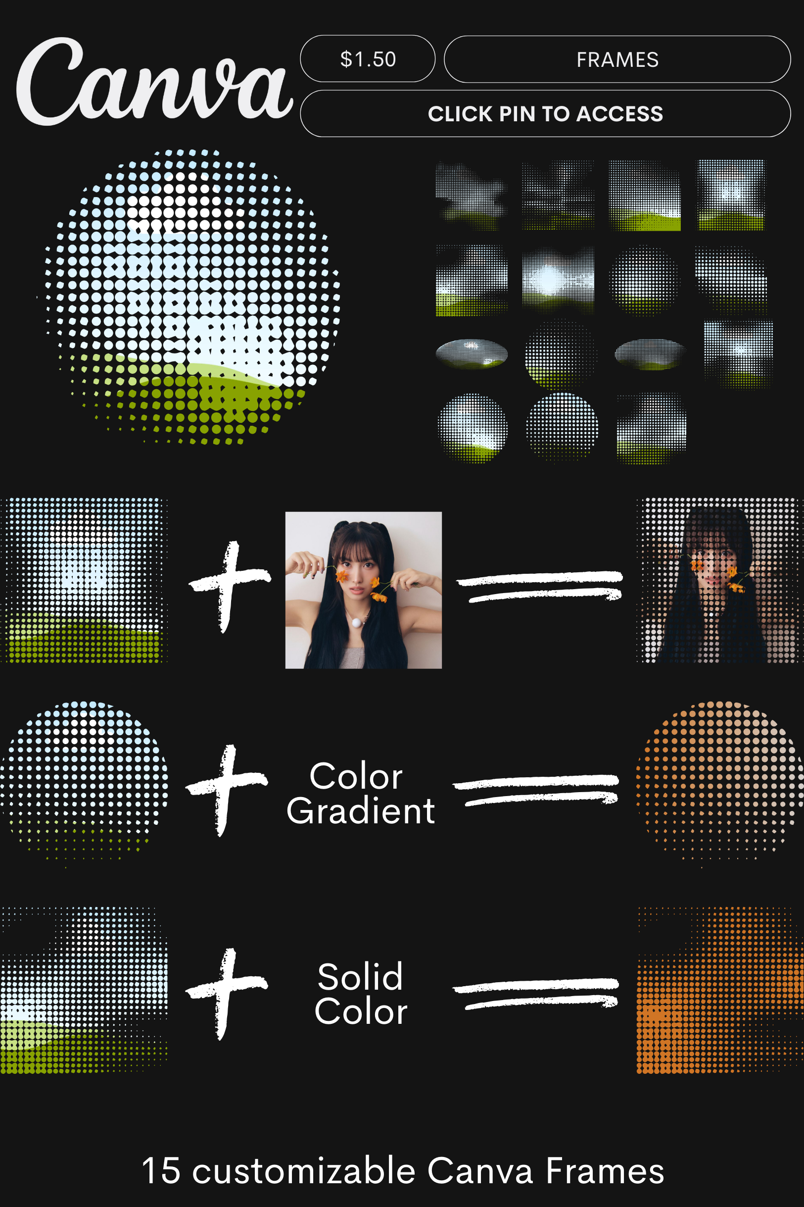 Canva Frames  | Halftone | Texture | Effect | Polka | Pattern | Circle |