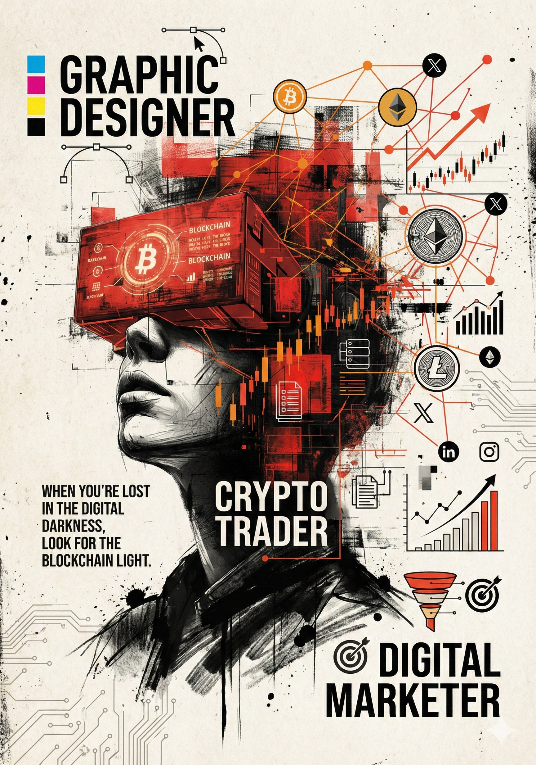 The Digital Architect: Graphic Design & Crypto Fusion Wall Art