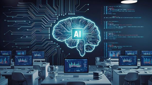 Aipowered data analysis and machine learning coding with digital brains in business intelligence | Premium AI-generated image