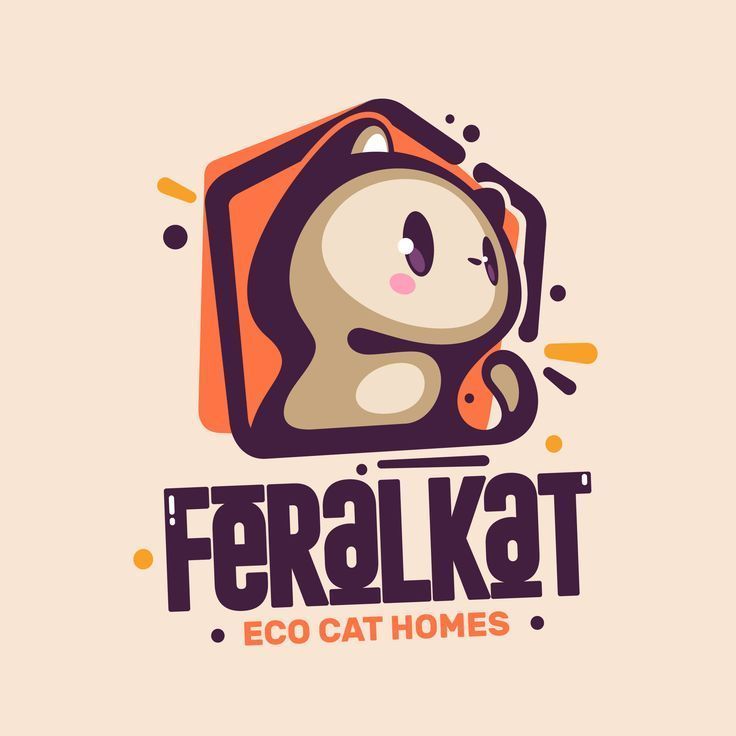 Cute Cat Mascot Logo | Cartoon Cat Logo Design