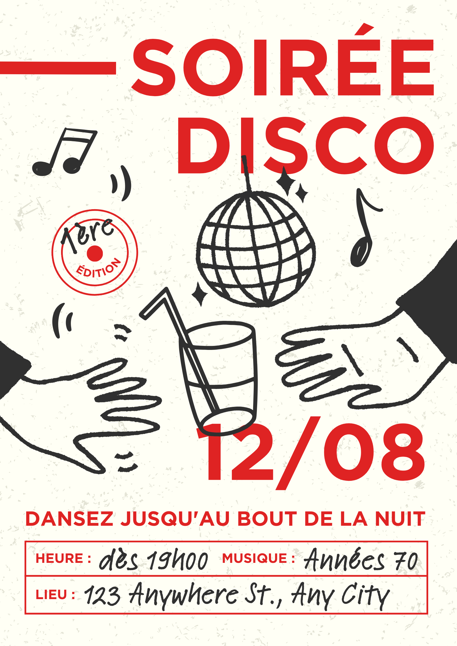 Poster moderne pour événement disco – Modèle Canva