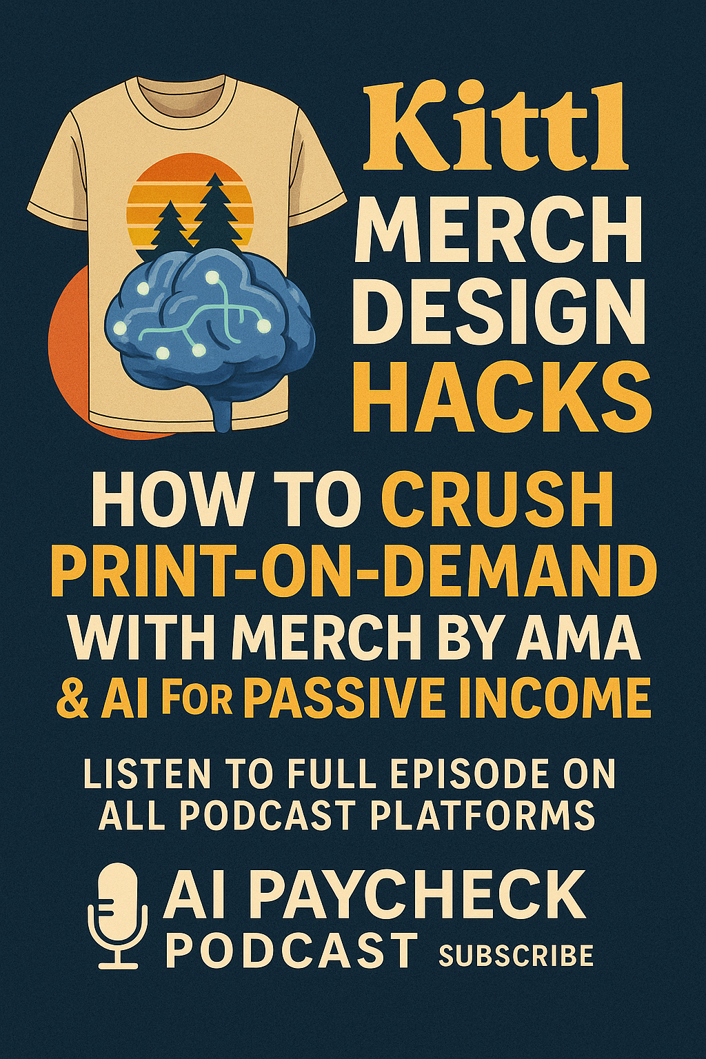 Kittl Merch Design Hacks 🔥 Crush Print-on-Demand & Earn Passive Income | Listen on AI Paycheck 🎧