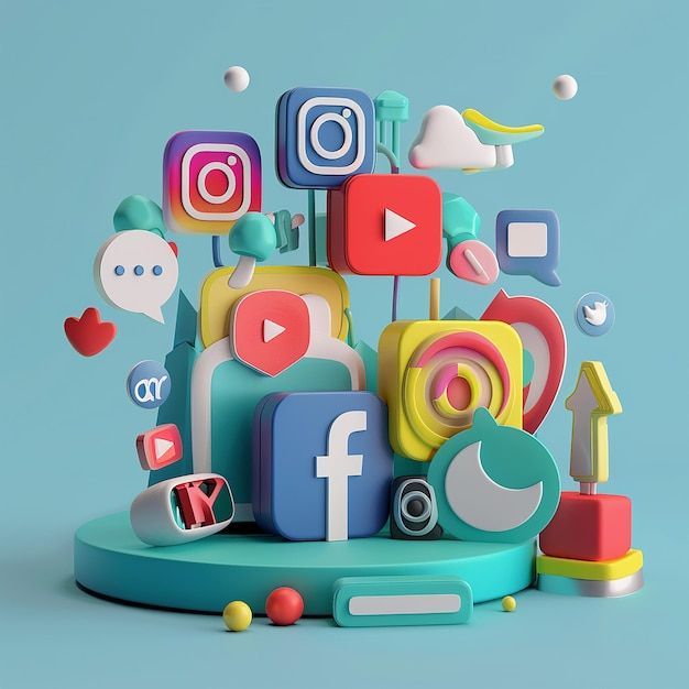 Social Media Marketing Concept 3D Render – Stunning 8K Image #marketing #socialmedia #3drender