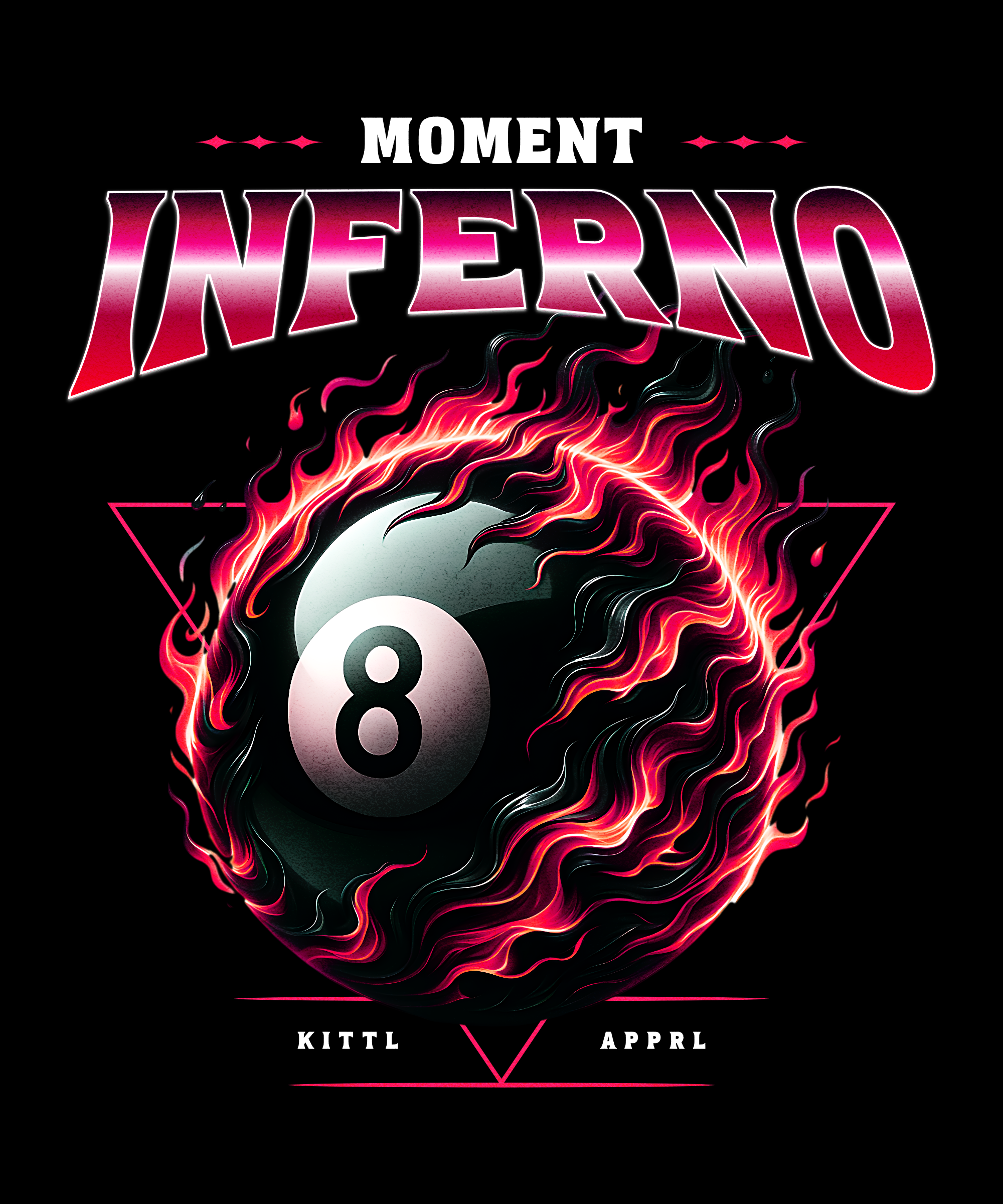 Editable Burning Eight Ball T-Shirt Design Template