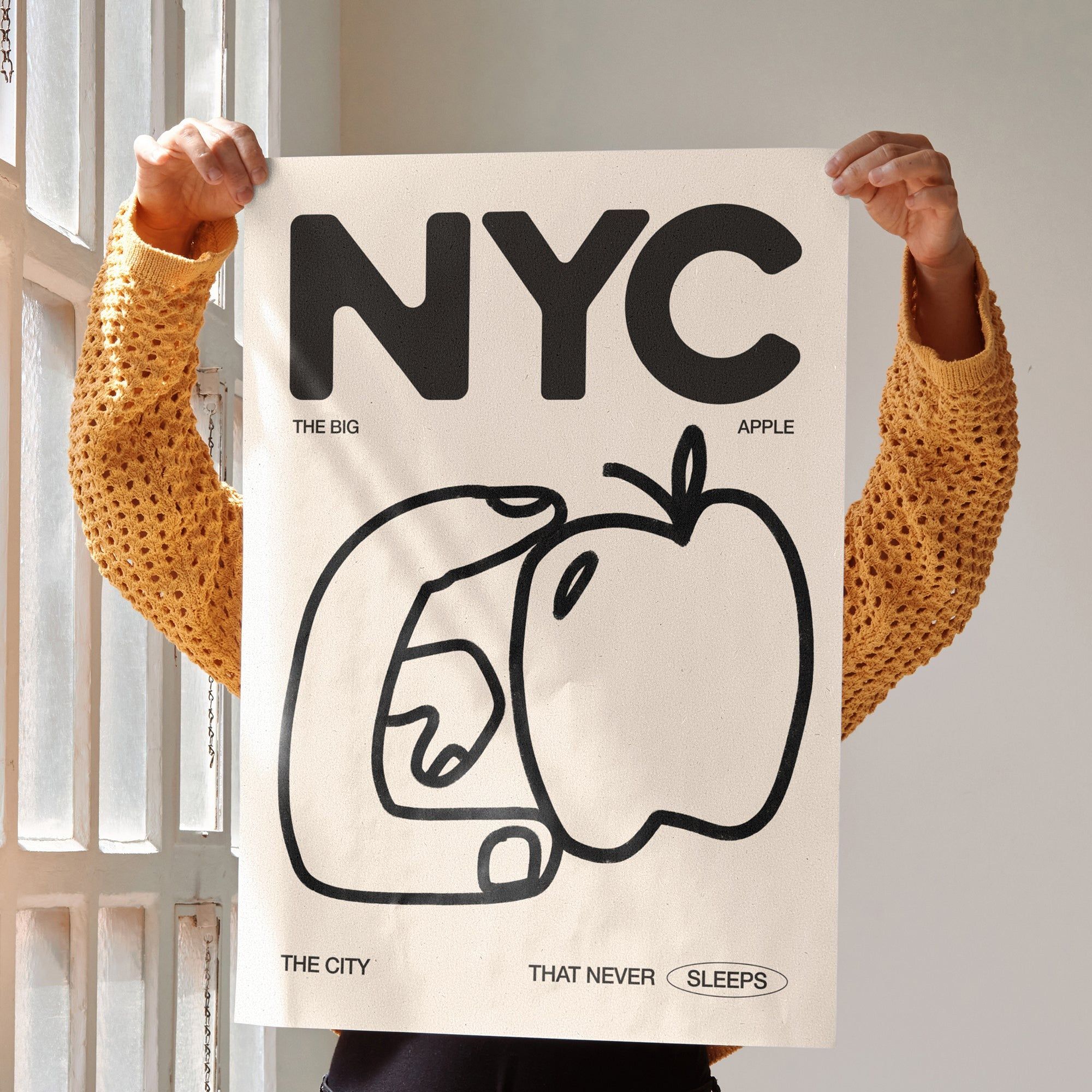 NYC Big Apple Print – A1 / Multi / White Frame