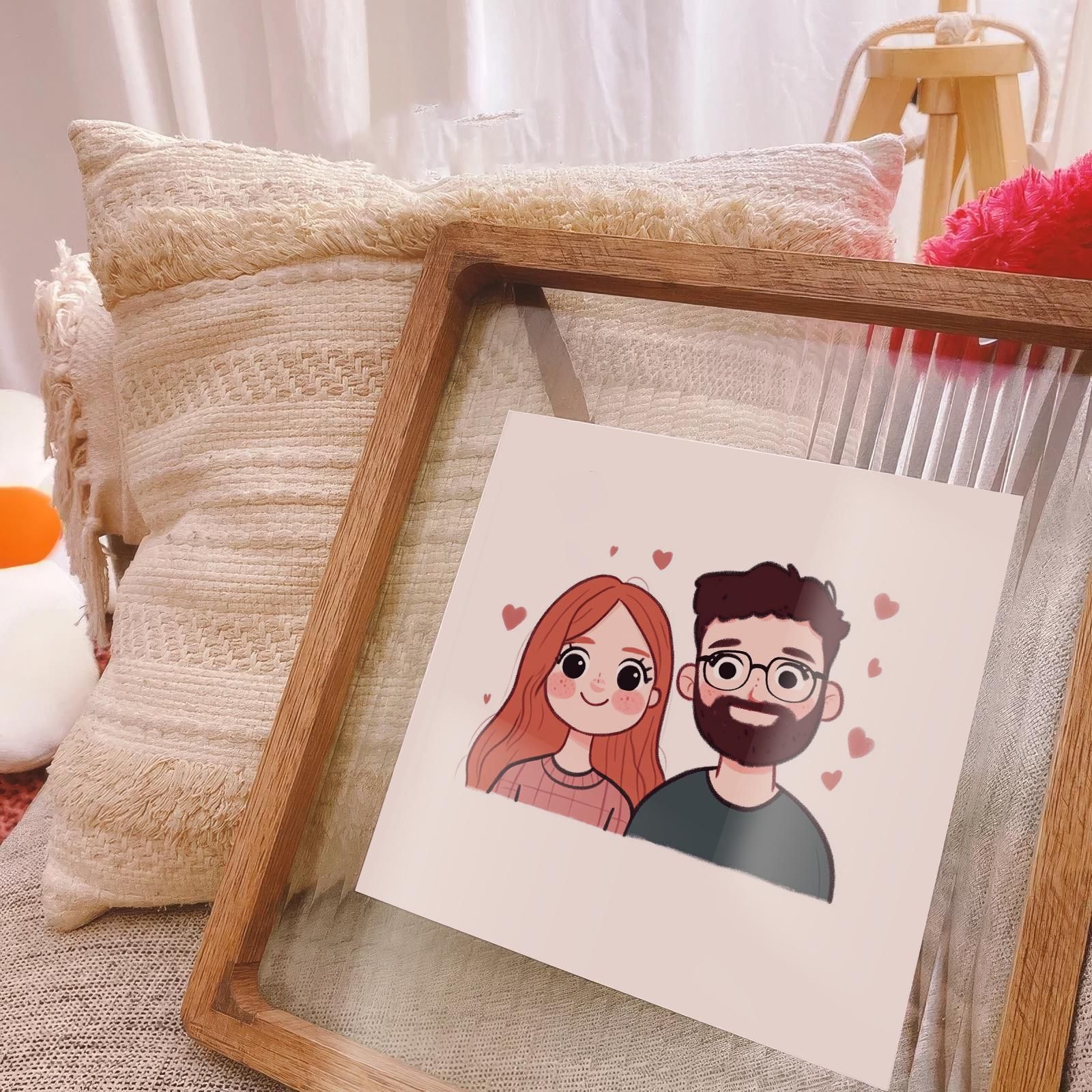 Joli cadeau d’illustration, portrait de couple, cadeau d’anniversaire pour jeune, portrait de famille, carte-cadeau personnalisée pour illustration de profil sur les réseaux sociaux