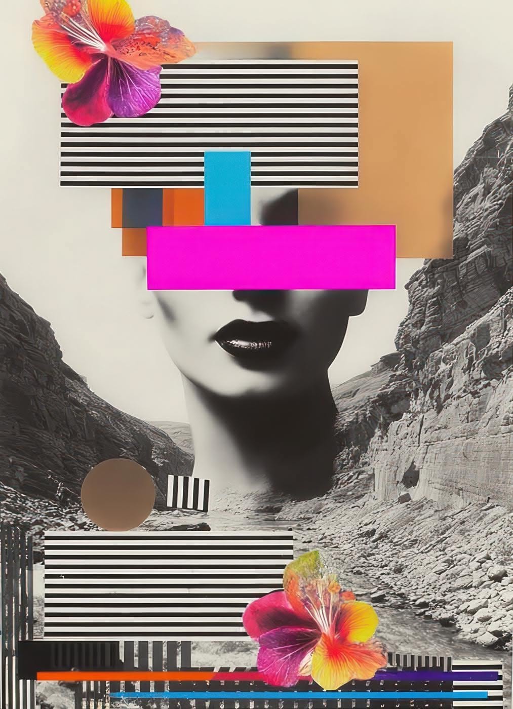 Surreales Portrait Abstrakte Wandkunst | Zeitgenössische geometrische Gesichts Leinwand | Bunte moderne Statement-Kunst, wo der Gedanke zu Farbe wird-2