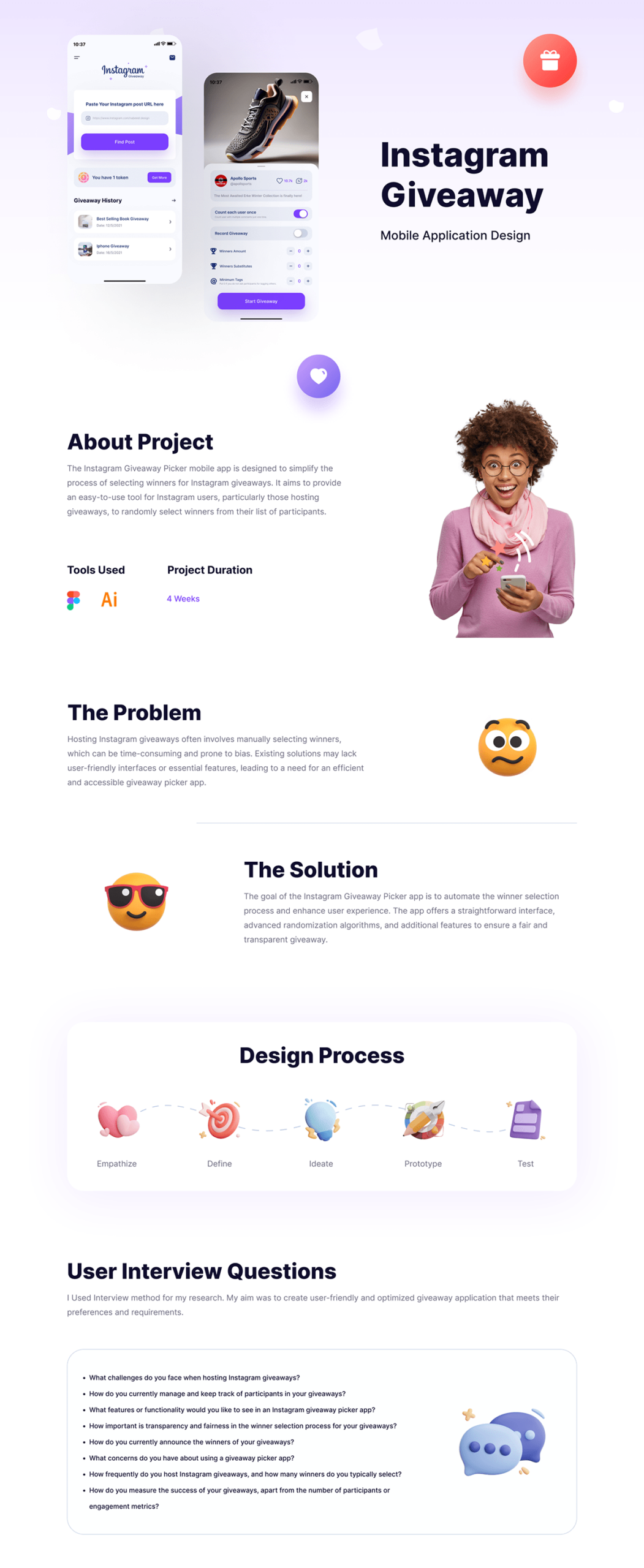 Instagram Giveaway App – UI/UX Case Study – Nabeel Ahmed