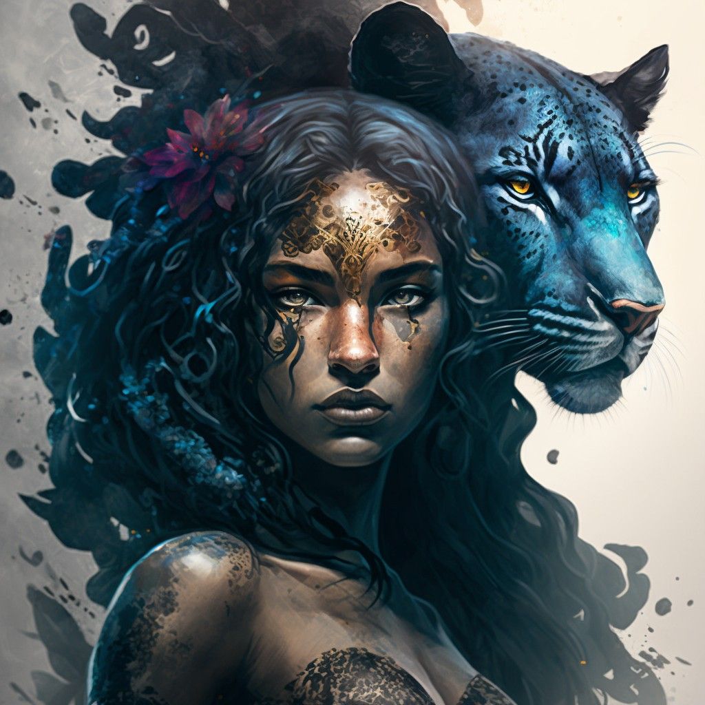 Panther woman portrait