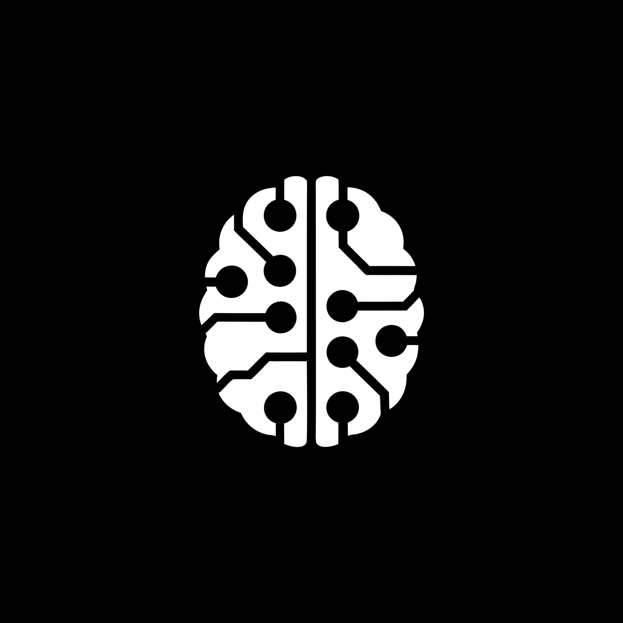 Futuristic AI Brain Logo with Neon Circuit Mesh