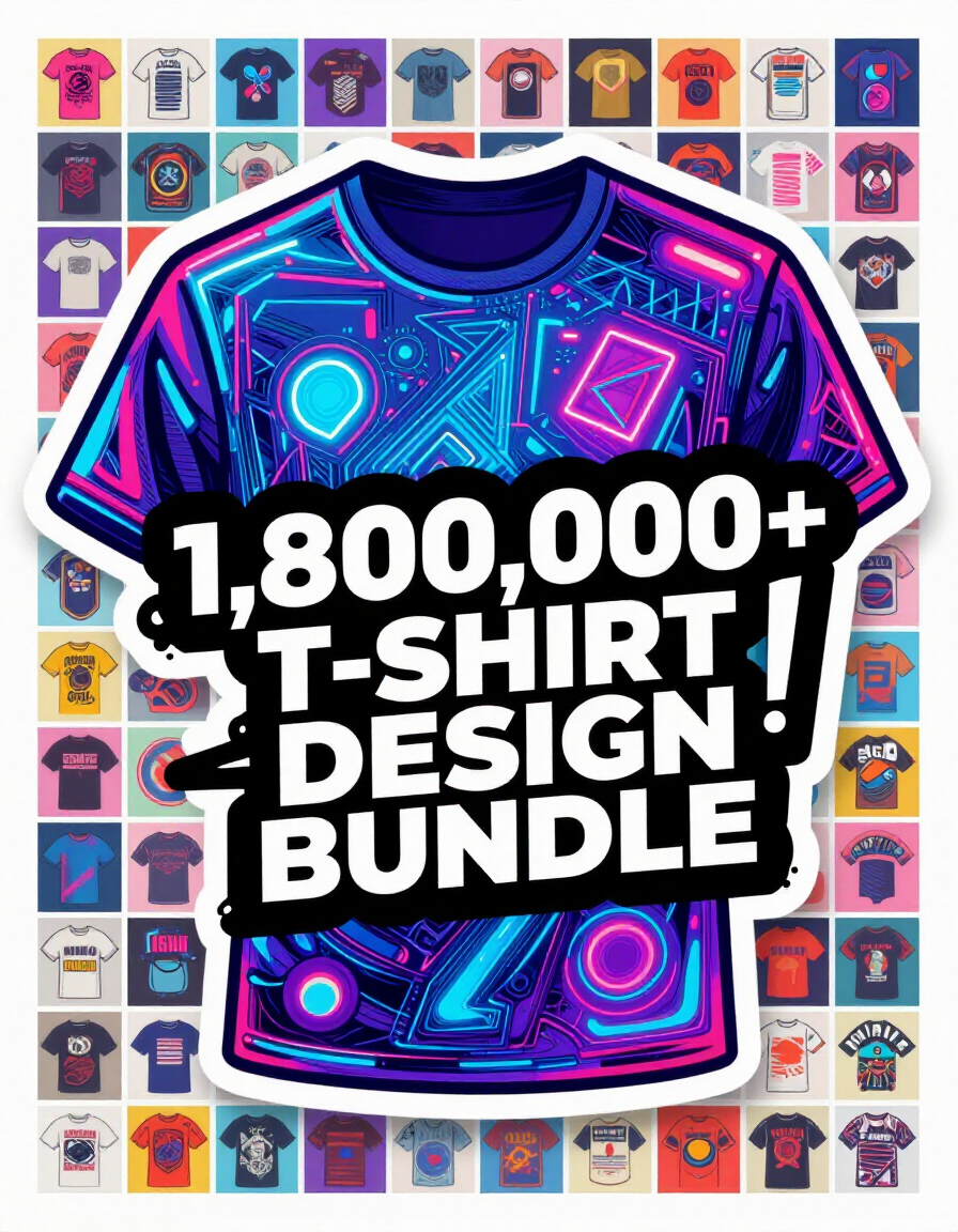 Infinity Ideas | Vibrant Pop Art T-Shirt Design Bundle Banner with Neon Geometric Patterns and Bold