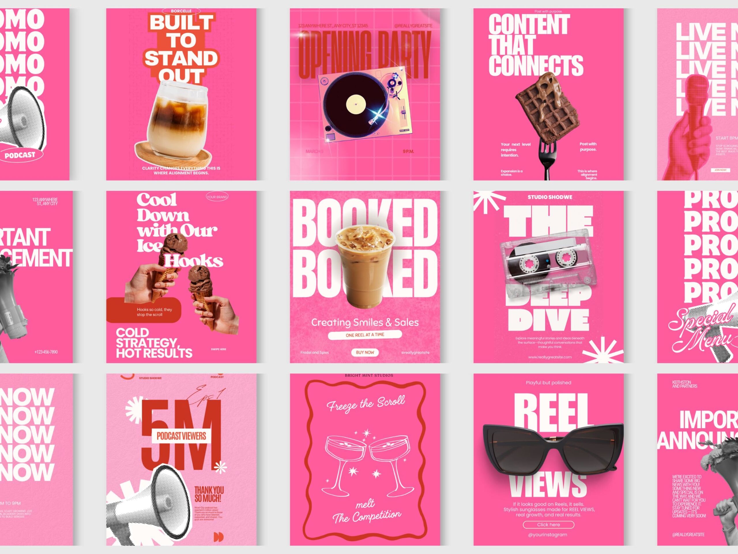 130 Bold Instagram Templates, Social Media Storytelling Posts, Canva (Digital Download)