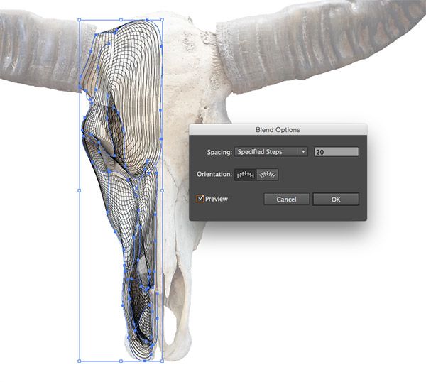 Wireframe Animal Skulls Using Illustrator’s Blend Tool