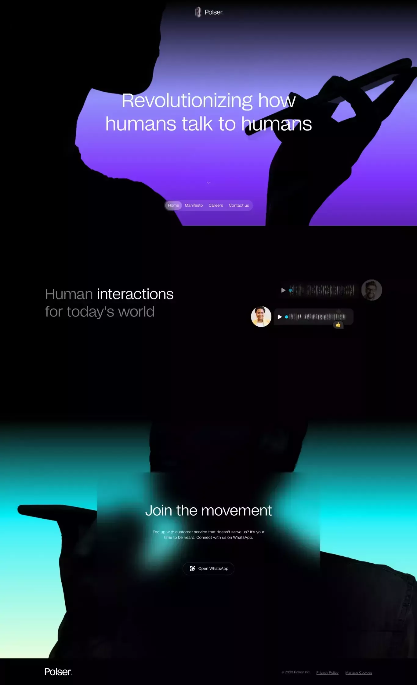 Polser — Revolutionizing how humans talk to humans on Landbook – get inspired by landing design and more