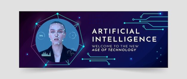 Artificial intelligence technology facebook cover | Premium Vector