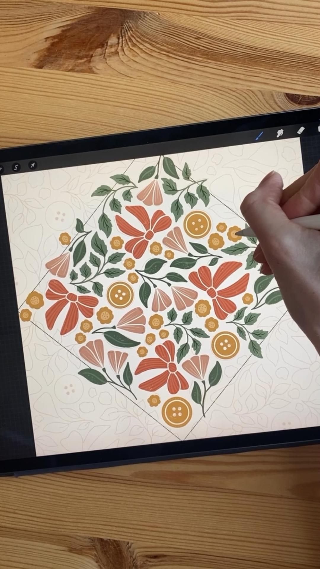 How to create a repeat pattern in Procreate using a diamond template.