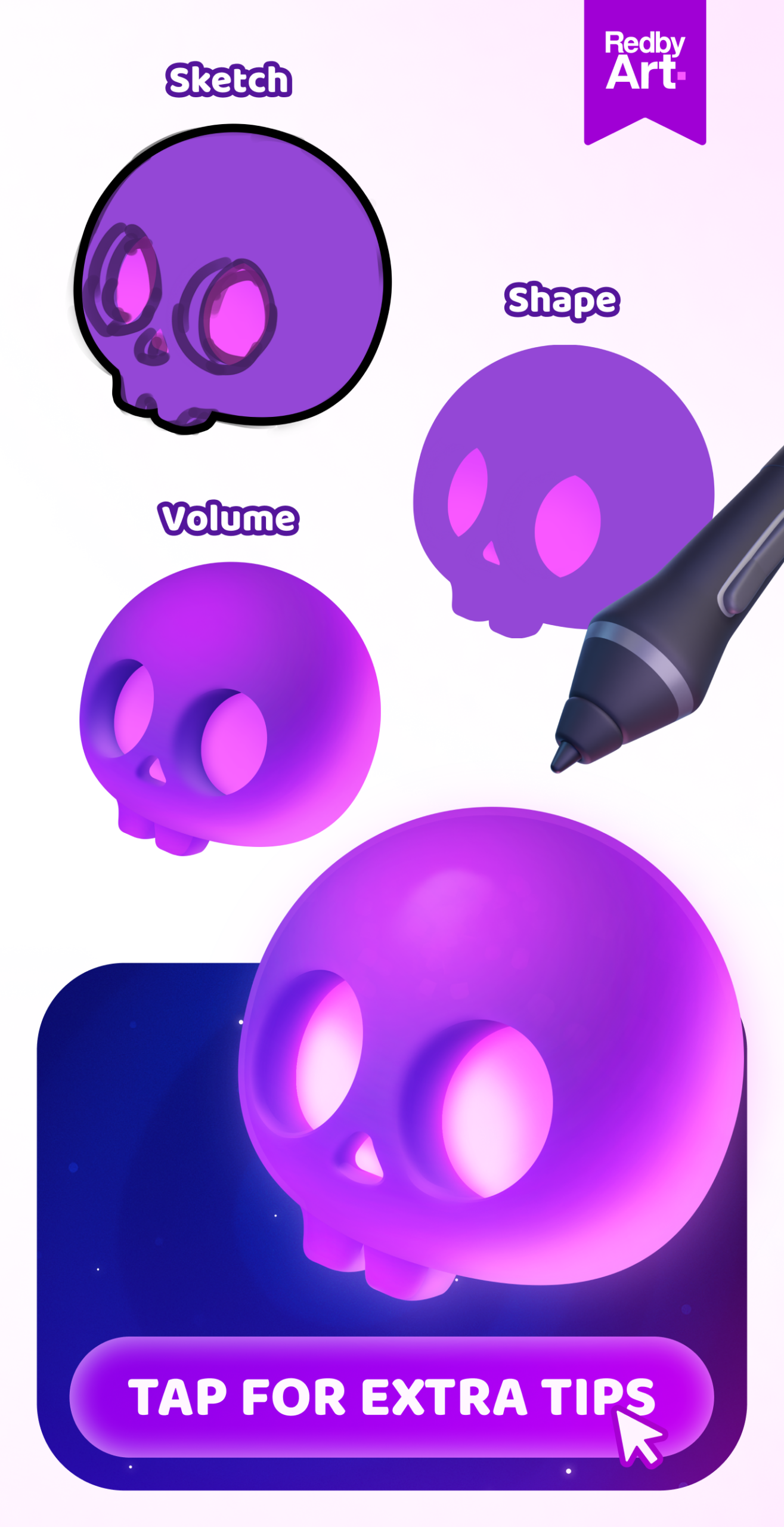 💀 Cute Neon Skull Drawing Tutorial – Stylized Step-by-Step💜