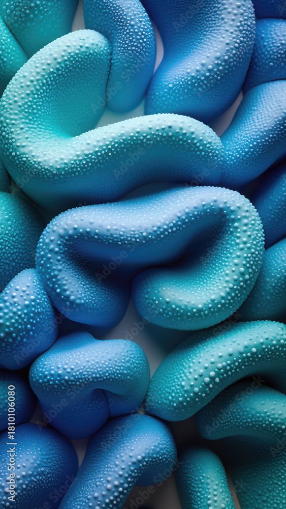 Vibrant Blue Textured Organic Shapes. Abstract Macro Pattern Background with Teal Gradient Forms. Stock Illustration