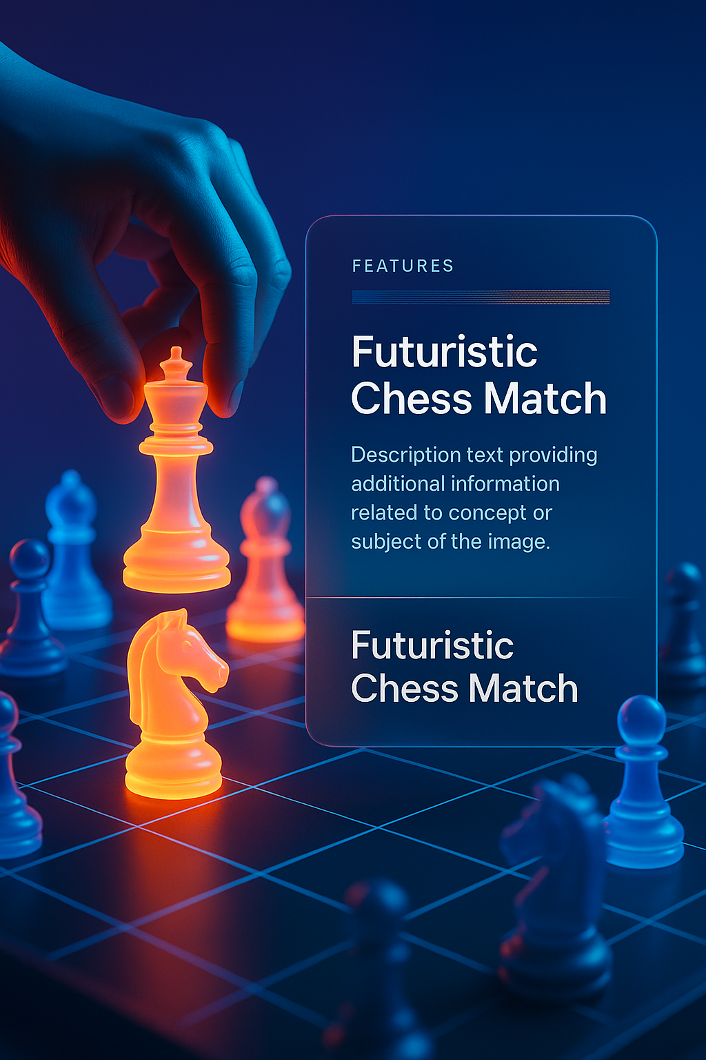 Futuristic Chess Match with Glowing Pieces and Integrated Design