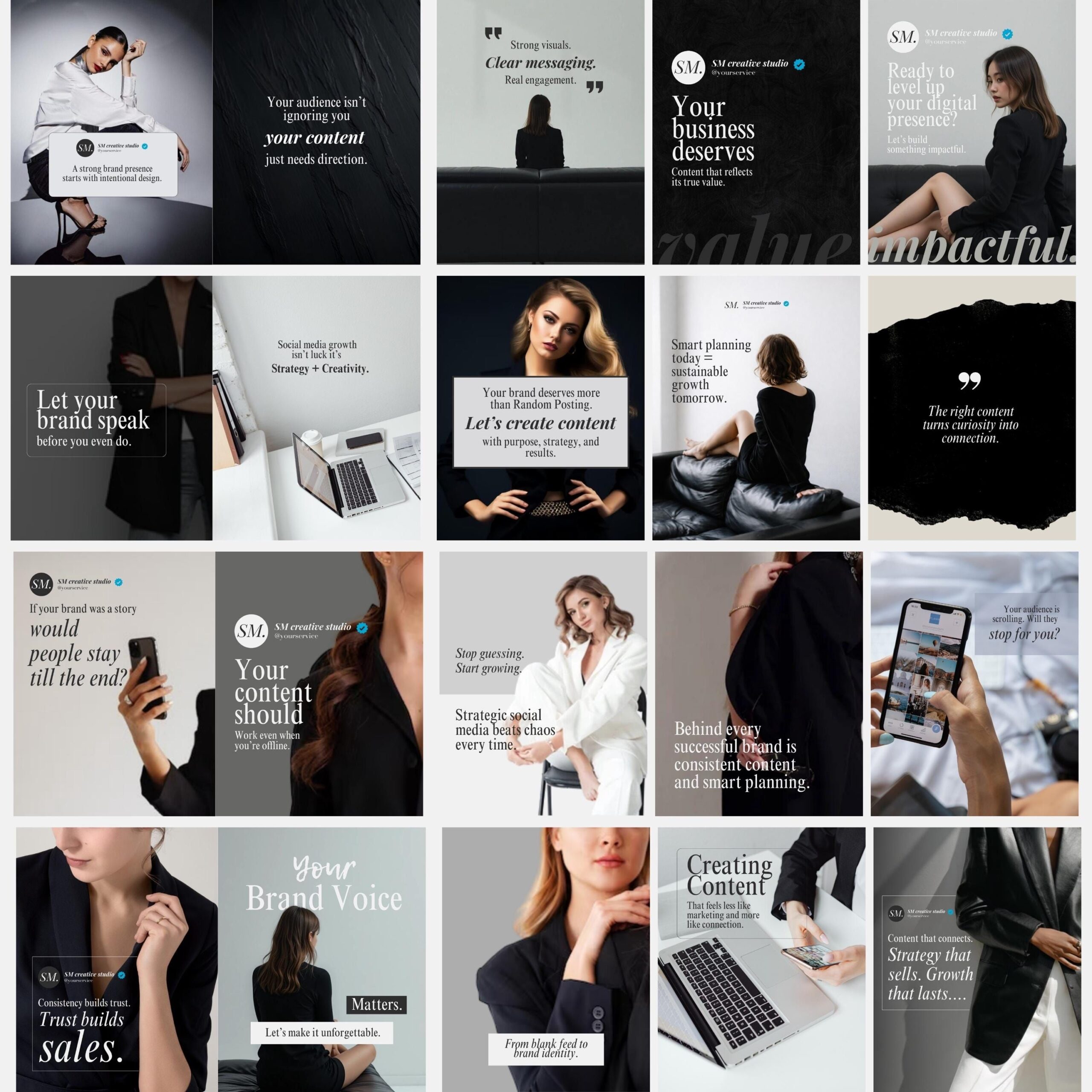 Modèles Instagram Social Media Manager | Contenu de médias sociaux pour les entraîneurs, les entrepreneurs et les créateurs | Modèle Instagram esthétique moderne