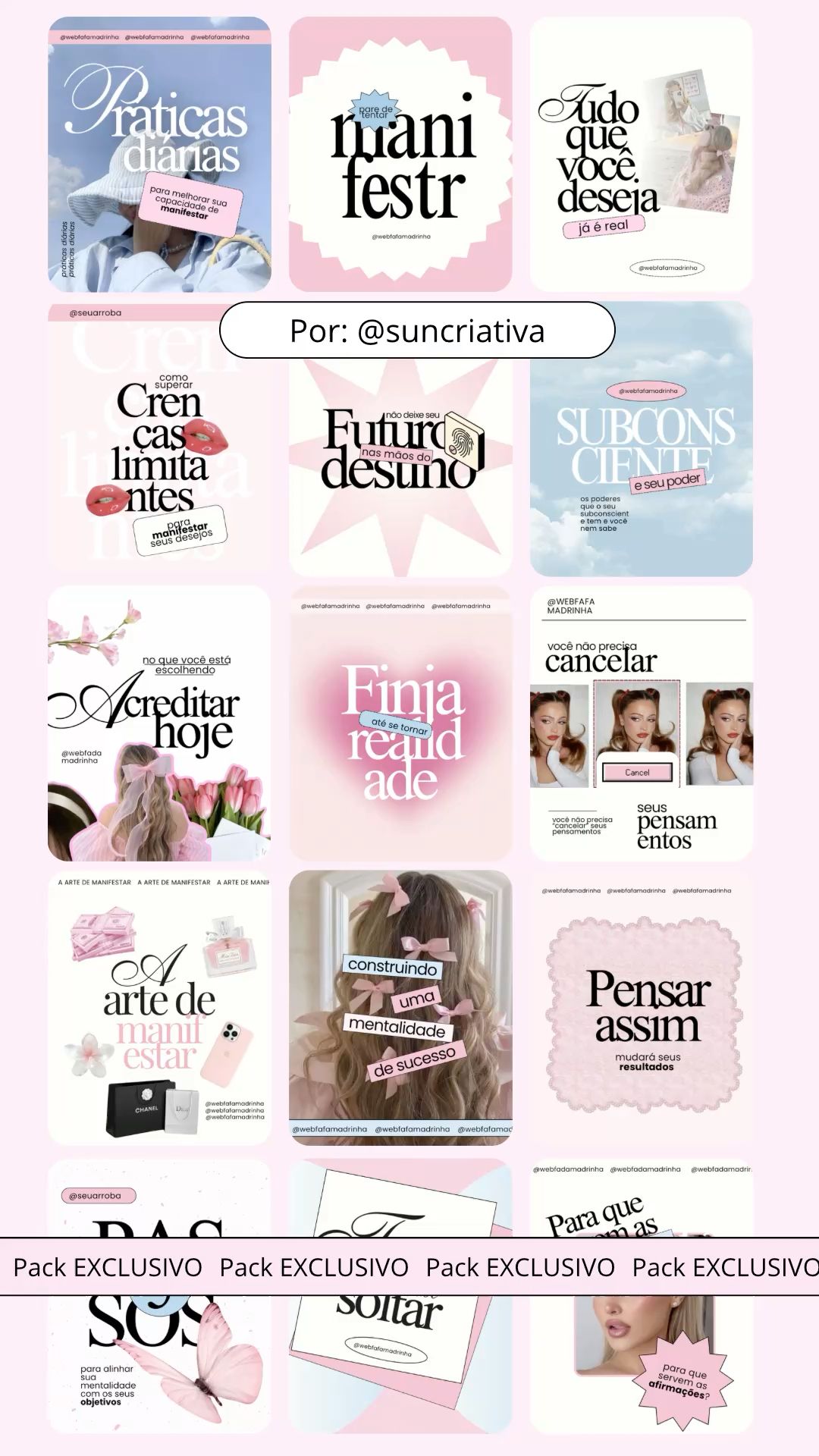 Pack de design de posts conta Glow Up