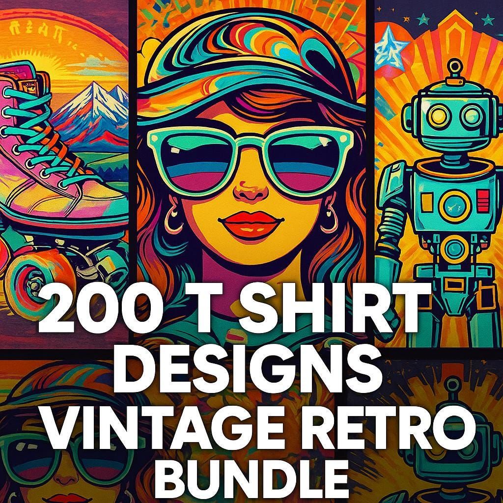 lot de conception de t-shirt rétro vintage, plus de 200 fichiers JPG, vêtements personnalisés, projets de bricolage, impression