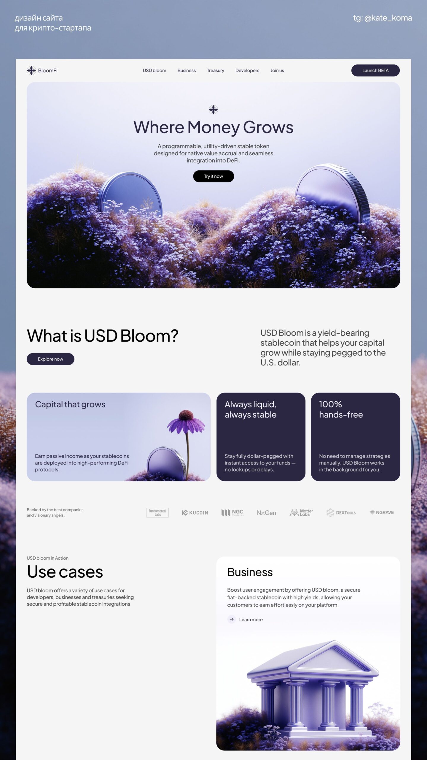 Elegant crypto startup Website design
