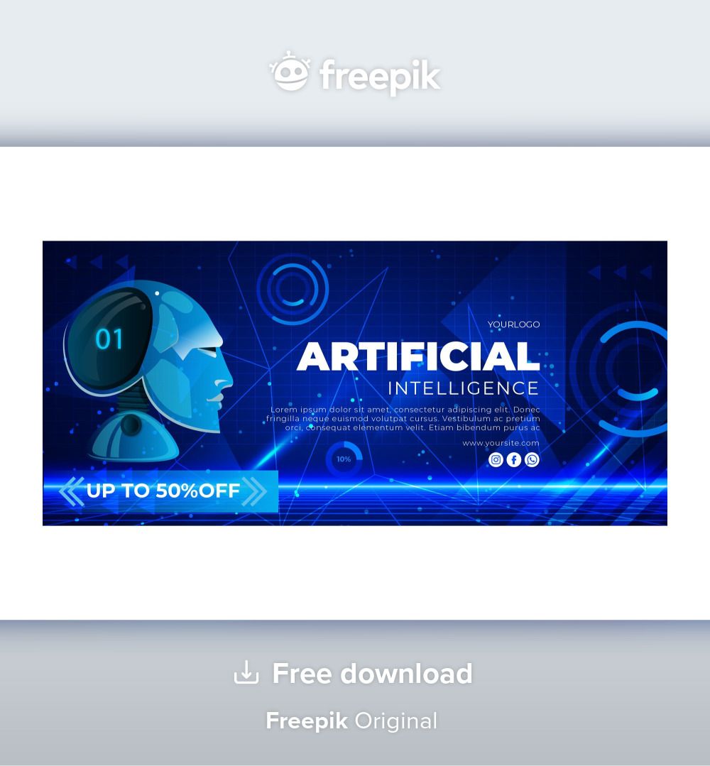 Artificial intelligence horizontal banner template | Free Vector