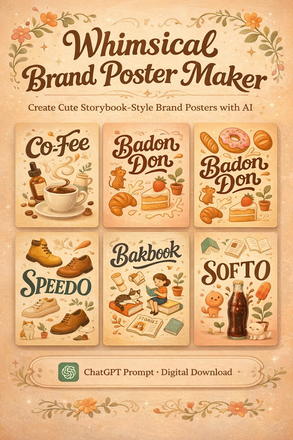 Whimsical Brand Poster Maker – Create Cute Storybook-Style Brand Posters Using ChatGPT
