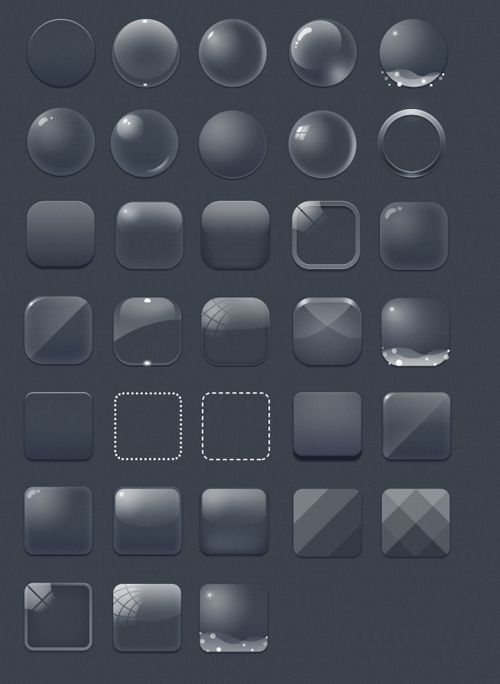 Glass texture blank icons psd free download