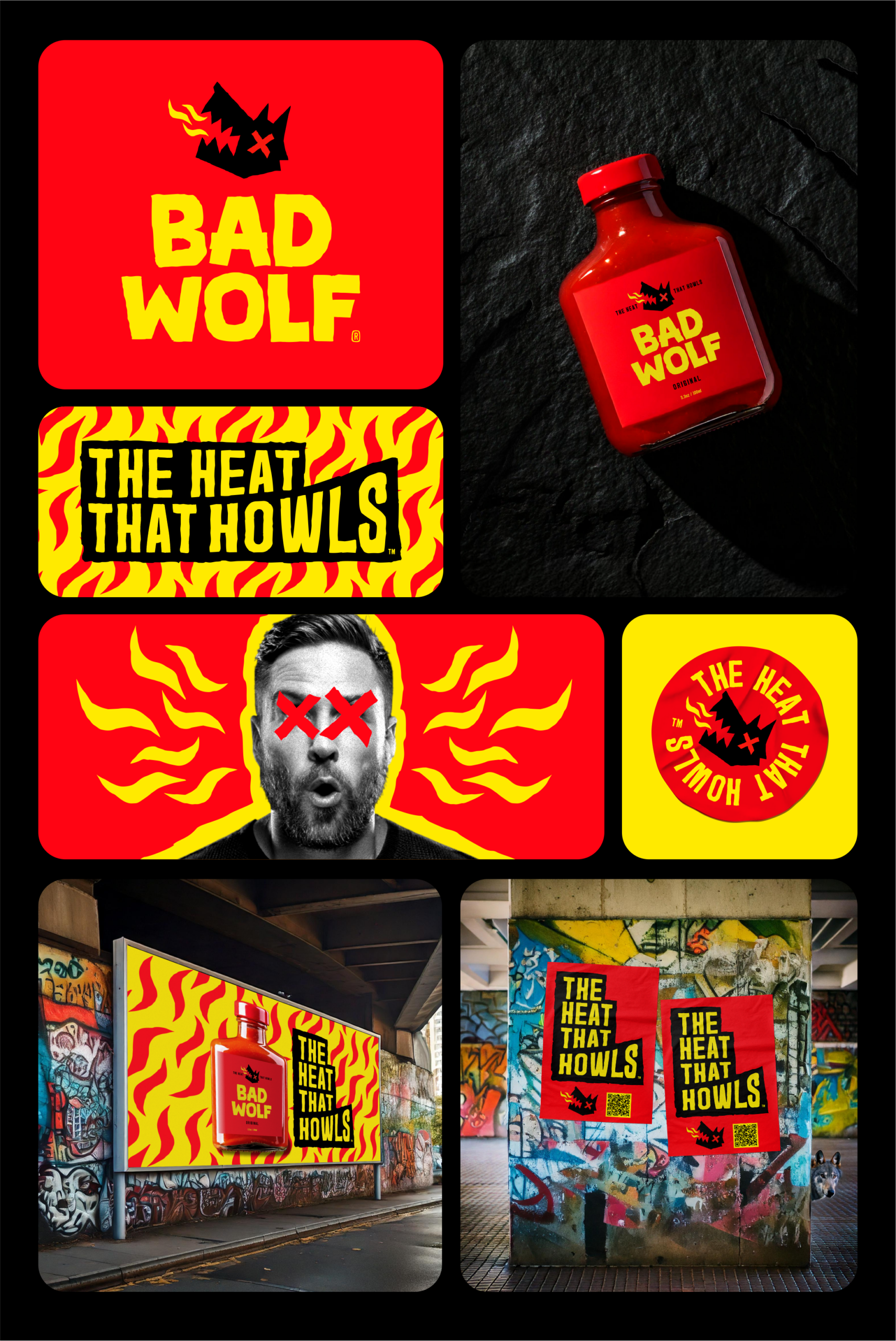 Bad Wolf Hot Sauce Branding: Bold & Maximalist Spicy Packaging Design