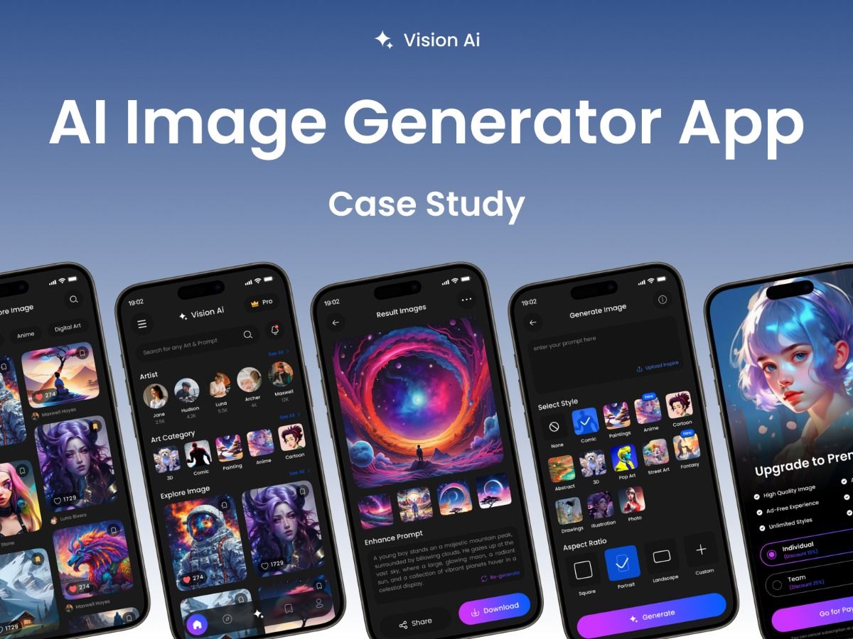 Vision AI – Ai Image Generator Mobile App UI UX Design Case Study